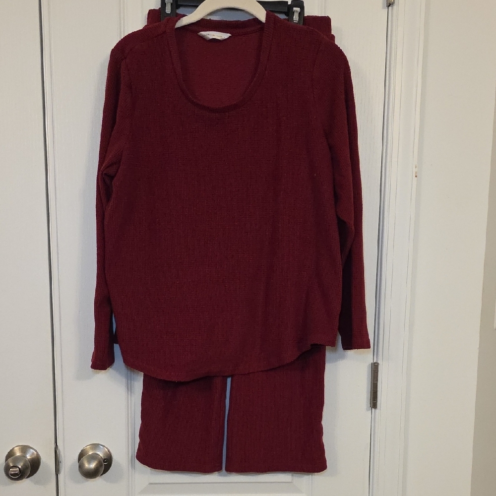 Kindred Bravely Burgundy Ribbed Pajama Set